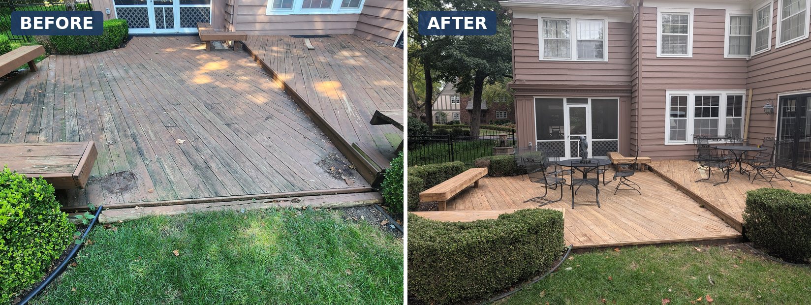 Deck refinishing before and after